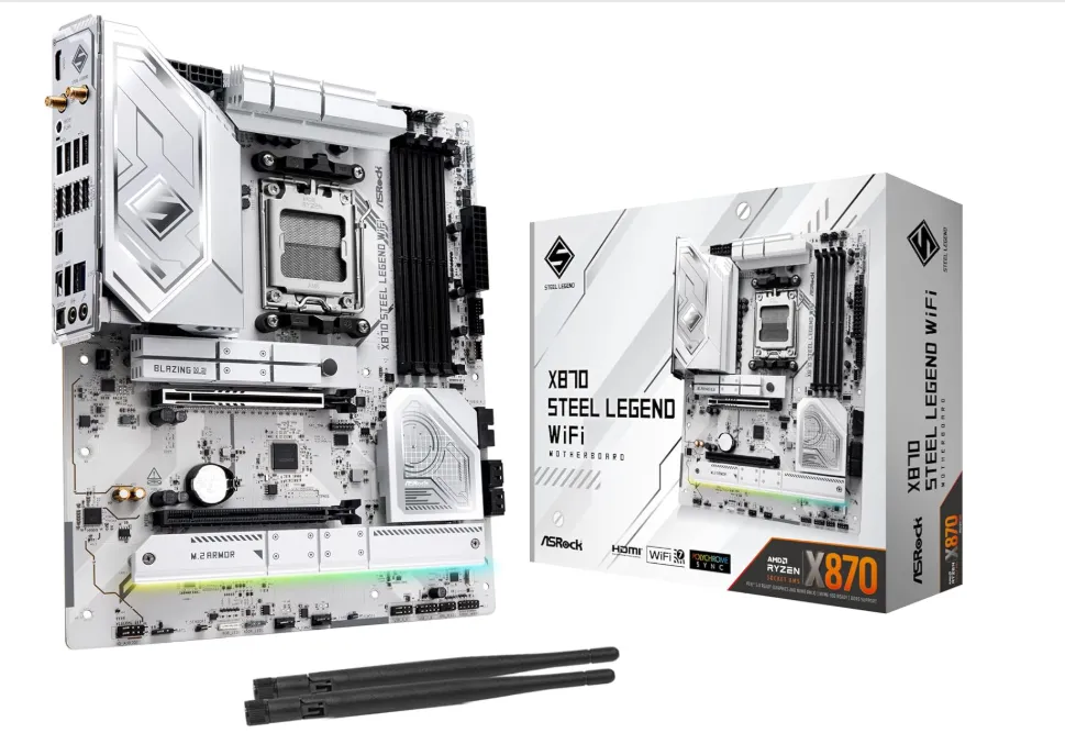 PLACA MÃE ASROCK X870 STEEL LEGEND WIFI, SOCKET AM5, DDR5, ATX PLACA MÃE ASROCK X870 STEEL LEGEND WIFI, SOCKET AM5, DDR5, ATX - Imagem 1