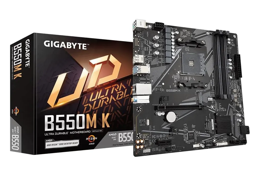 PLACA MÃE GIGABYTE B550M - K, SOCKET AM4, DDR4, mATX PLACA MÃE GIGABYTE B550 M - K, SOCKET AM4, DDR4, mATX - Imagem 1
