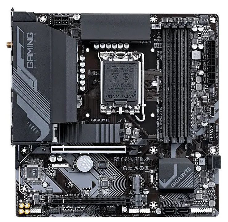 PLACA MÃE GIGABYTE B760 M GAMING X AX, LGA 1700, WIFI, DDR5, mATX PLACA MÃE GIGABYTE B760 M GAMING X AX, LGA 1700, WIFI, DDR5, mATX - Imagem 1